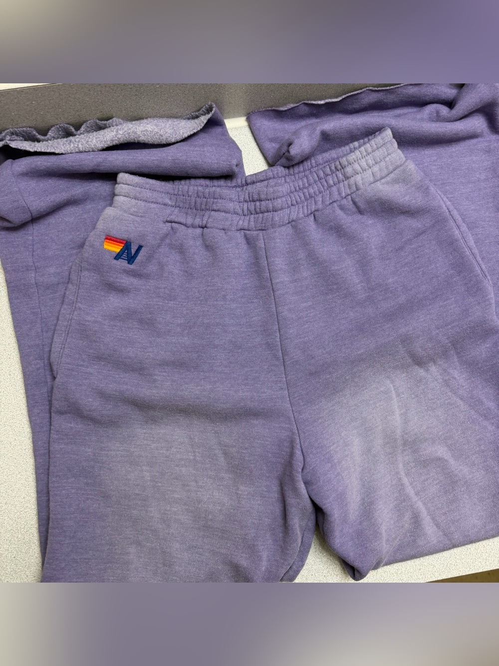 Aviator Nation Wide Leg Sweatpants in Faded Grape - Picture 4 of 7